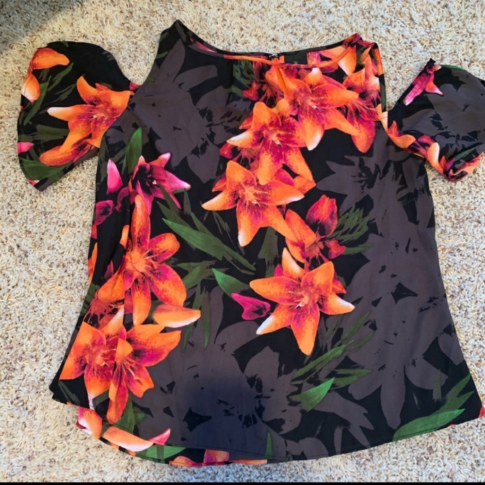 Tropical Cold Shoulder Top